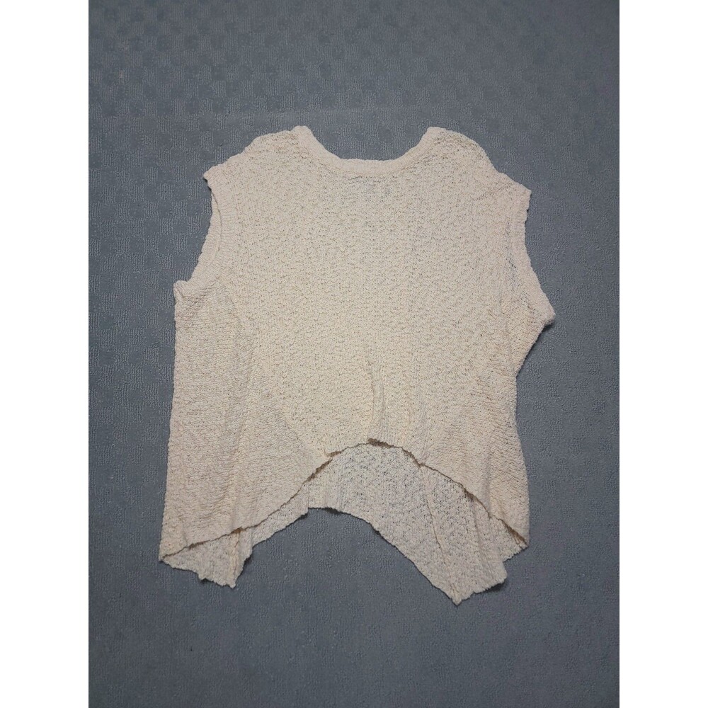 BKE Sweater Womens S Cream Cotton Textured Knit Sleeveless Pullover Top